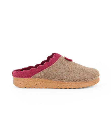 Immagine di PATRIZIA AZZI - FLEXIS - Pantofola beige e fucsia da donna con sottopiede in VERA PELLE, dettaglio cuore e bordo a ondine