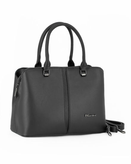 Immagine di NARDINI - Borsa due manici nera con tre scomparti principali, tracolla removibile