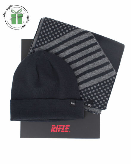 Immagine di RIFLE - Box completo blu sciarpa + cappello con risvolto