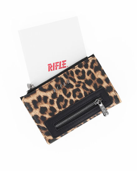 Immagine di RIFLE - Portafoglio leopardato orizzontale da donna con zip frontale