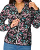 Immagine di ON SPIRIT - Pile nero stampa floreale con cappuccio e zip frontale da donna - AD01592 NADIA