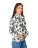 Immagine di ON SPIRIT - Pile bianco stampa floreale con cappuccio e zip frontale da donna - AD01591 NICLA