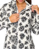 Immagine di ON SPIRIT - Pile bianco stampa floreale con cappuccio e zip frontale da donna - AD01591 NICLA