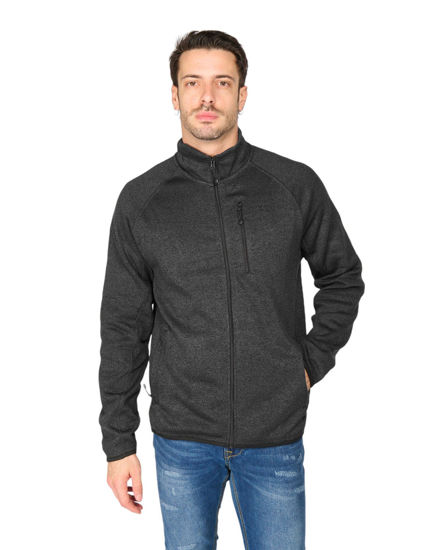 Immagine di ON SPIRIT - Pile nero con zip frontale in tessuto knit polar da uomo - AU01951 CARLO