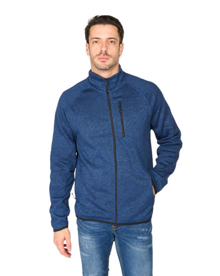 Immagine di ON SPIRIT - Pile blu con zip frontale in tessuto knit polar da uomo - AU01951 CARLO