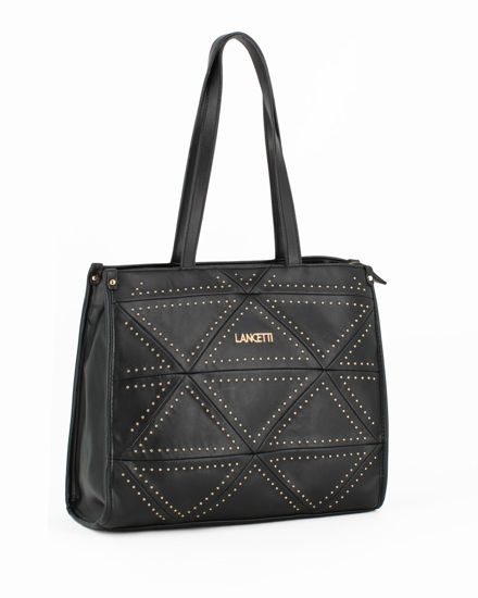 Immagine di LANCETTI - Borsa shopping nera con borchie oro