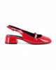 Immagine di MY JEWELS - Ballerina slingback rossa in vernice con punta quadrata e cinturino frontale, tacco 3,5CM