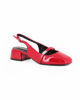 Immagine di MY JEWELS - Ballerina slingback rossa in vernice con punta quadrata e cinturino frontale, tacco 3,5CM