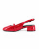 Immagine di MY JEWELS - Ballerina slingback rossa in vernice con punta quadrata e cinturino frontale, tacco 3,5CM