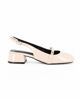 Immagine di MY JEWELS - Ballerina slingback beige in vernice con punta quadrata e cinturino frontale, tacco 3,5CM