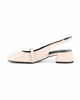 Immagine di MY JEWELS - Ballerina slingback beige in vernice con punta quadrata e cinturino frontale, tacco 3,5CM