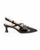 Immagine di MISS GLOBO - Dècolleté slingback nera naplak con cinturini frontali, tacco 5,5CM - MADE IN ITALY