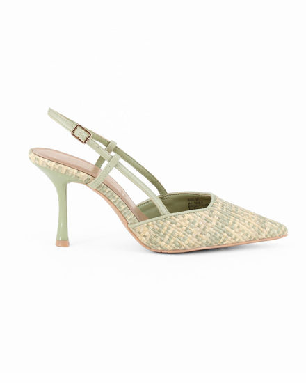 Immagine di MISS GLOBO - Décolleté slingback verde effetto intreccio con sottopiede in VERA PELLE memory foam, tacco 5,5CM