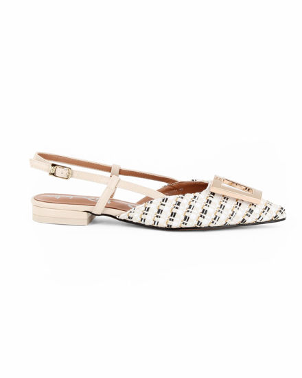 Immagine di RENATO BALESTRA - Ballerina slingback beige intrecciata con sottopiede in VERA PELLE