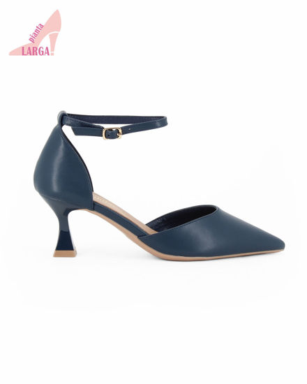 Immagine di LADY GLOBO - Décolleté blu con cinturino ala caviglia, sottopiede in VERA PELLE  e calzata comoda, tacco 6CM