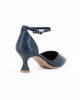 Immagine di LADY GLOBO - Décolleté blu con cinturino ala caviglia, sottopiede in VERA PELLE  e calzata comoda, tacco 6CM