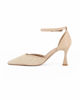 Immagine di MISS GLOBO - Décolleté beige con punta intrecciata, sottopiede in VERA PELLE e cinturino alla caviglia, tacco 7CM