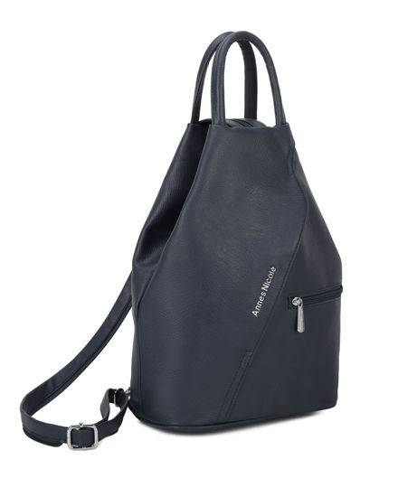 Immagine di ANNES NICOLE - Zaino blu due manici con doppia tasca frontale e spalline regolabili con zip