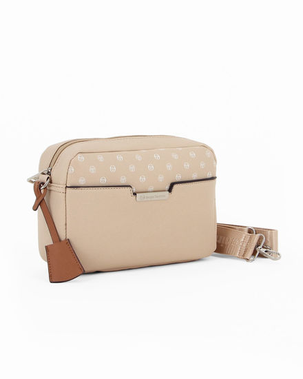 Immagine di SERGIO TACCHINI - Borsa beige con tasca frontale e ciondolo portachiavi, tracolla removibile