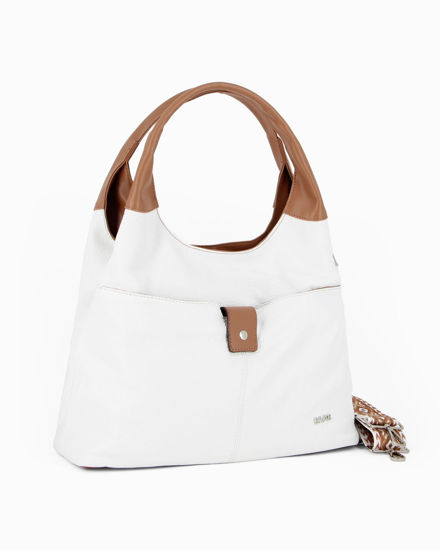 Immagine di DIVAS -BORSA SACCA BIANCA IN VERA PELLE CON TASCA FRONTALE E TRACOLLA REMOVIBILE, MADE IN ITALY