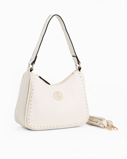Immagine di CORTINA POLO STYLE - Borsa a spalla beige con dettaglio borchie, tracolla removibile