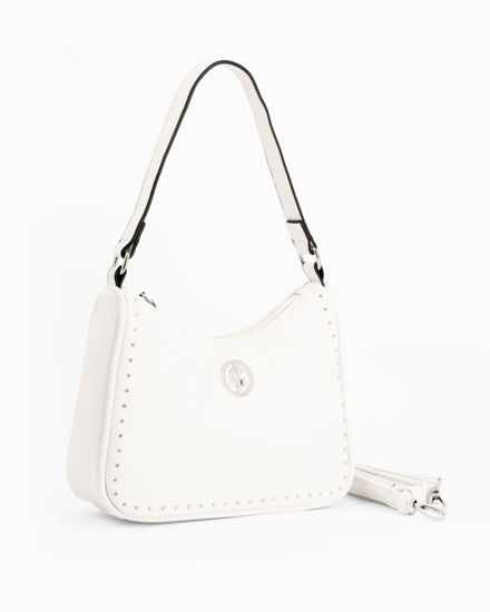 Immagine di CORTINA POLO STYLE - Borsa a spalla bianca con dettaglio borchie, tracolla removibile