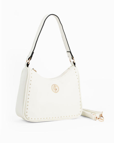 Immagine di CORTINA POLO STYLE - Borsa a spalla bianca con dettaglio borchie, tracolla removibile