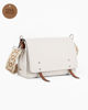 Immagine di DIVAS - Borsa beige VERA PELLE con patta e tracolla nastro -MADE IN ITALY