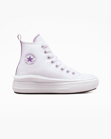 Immagine di CONVERSE -  Sneaker platform in tela bianca con dettagli lilla - CHUCK TAYLOR ALL STAR