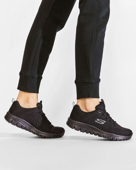 Immagine di SKECHERS GRACEFUL - GET CONNECTED - Sneakers nera con motivo a zigzag e soletta ammortizzata memory foam