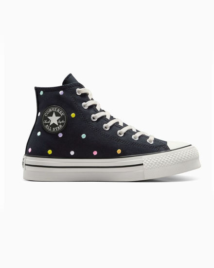 Immagine di CONVERSE -  Sneaker platform in tela nera con pois colorati - CHUCK TAYLOR ALL STAR