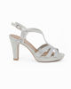 Immagine di LADY GLOBO - Sandalo argento in lurex con strass e sottopiede in VERA PELLE memory foam, tacco 8,5CM