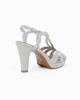 Immagine di LADY GLOBO - Sandalo argento in lurex con strass e sottopiede in VERA PELLE memory foam, tacco 8,5CM