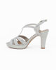 Immagine di LADY GLOBO - Sandalo argento in lurex con strass e sottopiede in VERA PELLE memory foam, tacco 8,5CM