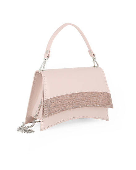 Immagine di ANNES NICOLE - Pochette nude con un manico e fascia in lurex sulla patta MADE IN ITALY