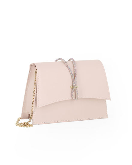 Immagine di ANNES NICOLE - Pochette nude con cinturino in strass sulla patta, MADE IN ITALY