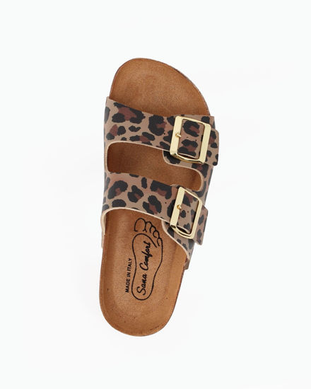 Immagine di SANA COMFORT - Ciabatta leopardata con sottopiede in VERA PELLE e suola antiscivolo, MADE IN ITALY