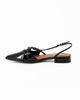 Immagine di MISS GLOBO - Ballerina slingback a punta nera in vernice con cinturini incrociati, tacco 2CM