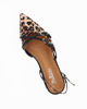 Immagine di MISS GLOBO - Ballerina slingback a punta leopardata in raso con cinturini incrociati, tacco 2CM