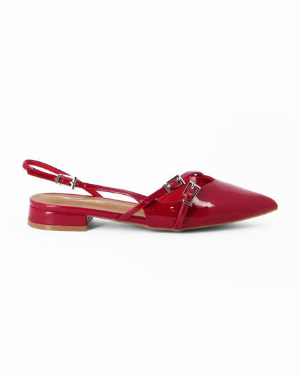 Immagine di MISS GLOBO - Ballerina slingback a punta rossa in vernice con cinturini incrociati, tacco 2CM