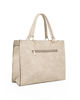 Immagine di NARDINI - Borsa shopping beige con tasca posteriore, pennacchio a frange e dettaglio rivetti
