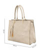 Immagine di NARDINI - Borsa shopping beige con tasca posteriore, pennacchio a frange e dettaglio rivetti