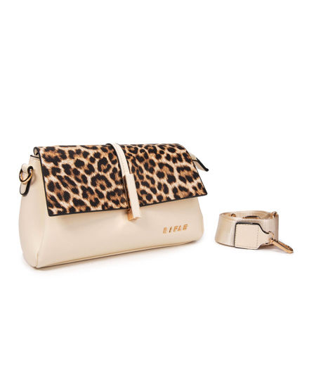 Immagine di RIFLE - Tracolla maculata con tre scomparti interni, tasca poteriore e patta con chiusura a girello