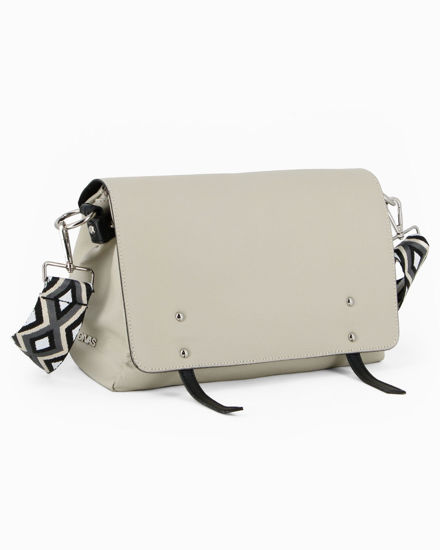 Immagine di DIVAS - Borsa grigia modello postina VERA PELLE, MADE IN ITALY