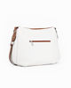 Immagine di DIVAS - Borsa bianca con tasca frontale e tracolla nastro in VERA PELLE - MADE IN ITALY