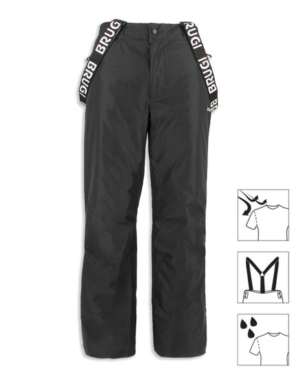 Immagine di BRUGI - Pantalone da sci nero con bretelle regolabili uomo