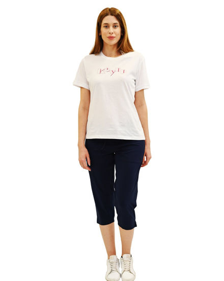 Immagine di KEY UP - PINOCCHIETTO BLU CON TASCHE IN JERSEY ELASTICIZZATO DA DONNA