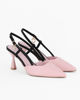 Immagine di MISS GLOBO - Décolleté slingback rosa e nera con ciondolo cuore in strass e sottopiede in memory foam, tacco 7,5CM