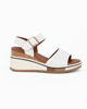 Immagine di DIVAS - Sandalo bianco con doppia fascia frontale e fibbia, zeppa 6CM
