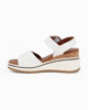 Immagine di DIVAS - Sandalo bianco con doppia fascia frontale e fibbia, zeppa 6CM